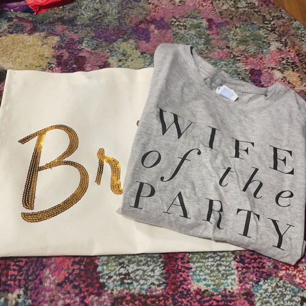 Bride tote and Wife of the Party T-shirt.